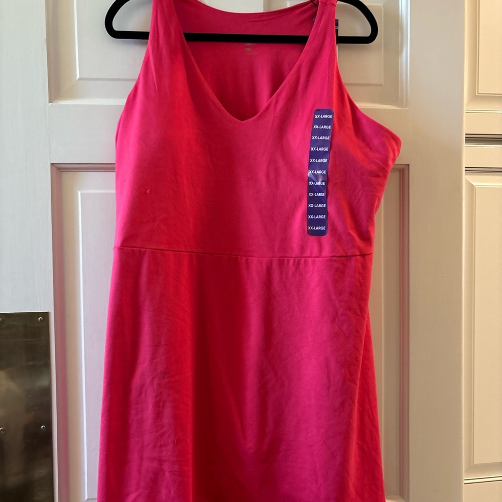 GAP Women's V‑Neck Sleeveless Tank Top Dress - Hot Pink